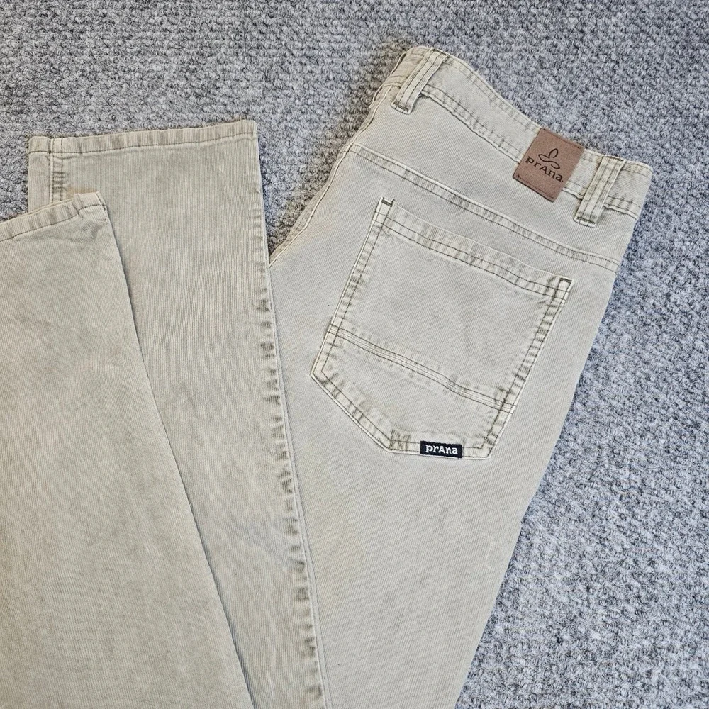 Prana Corduroy Slim Fit Pants Mens 32W x 34L Khaki Casual Outdoor
